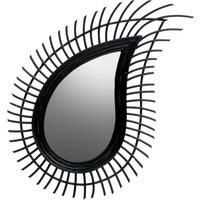 Premier Housewares Teardrop Black Rattan Wall Mirror/Mirror Wall For Hallway/Bathroom Mirrors Wall Mounted/Rattan Mirror/Black Wall Hallway Mirror