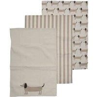 Premier Housewares Sausage Dog Set Of 3 Tea Towels