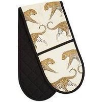 Premier Housewares Oven Gloves / Double Glove / Oven Gloves Heat Resistant / Black and White Oven Gloves - Animal Print