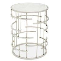 Marble Top White Side Table, Open Design Frame Bedside Table, Round End Table for Living Room, Lounge, Home