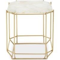 Orsina Marble Top White Side Table, Open Design Frame Bedside Table, Square End Table for Living Room, Lounge