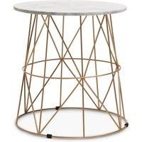 Premier Housewares White Marble Round Side Table, White