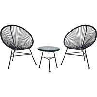 Interiors By Ph Black Rattan 3 Piece Patio Set