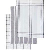 Premier Housewares Tea Towels / Kitchen Towels / Tea Towels for Kitchen / Grey and White Tea Towels - Set of 3