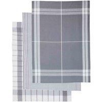 Premier Housewares DORO SET OF THREE GREY AND WHITE TEA TOWELS