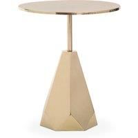 Orsina Shiny Gold Side Table, Sleek Top Side Table with Chunky Base, Gold Finished Bedside Table for Home, Office