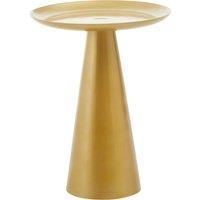 Orsina Gold Finish Round Side Table, Aluminium Gold Finish & Pedestal-like Base, Contemporary Round Bedside Table