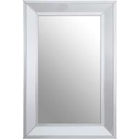 Modern Silver Rectangular Wall Mirror, Contemporary Silver Frame Wall Decor, Sleek Mirror With Wooden Frame