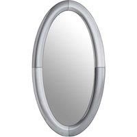 Art Deco Style Oval Wall Mirror, Silver Framed Statement Mirror For Hallway Or Living Room, Thick Frame