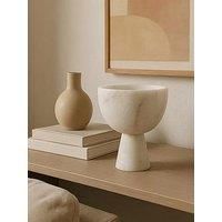 Interiors By Premier Salmo Small White Marble Pedestal Bowl