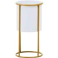 Interiors by PH Small White And Gold Floor Standing Planter