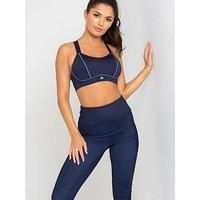 Pour Moi Energy Full Length Mesh Panel Sports Legging - Dark Blue