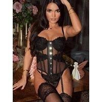 Pour Moi India Bold Embroidery Basque - Black