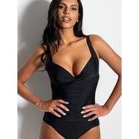 Pour Moi Space Twist Front Plunge Tankini Top Womens Swimwear 36055 Black