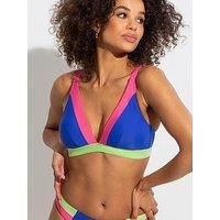Pour Moi Palm Springs Bikini Top 25612R Colour Block Non-Wired Womens Swimwear
