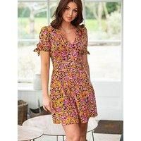 Pour Moi Bella Slinky Recycled Jersey Tie Sleeve Tea Dress