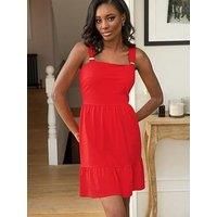 Pour Moi Lena Pique Jersey Tiered Short Dress - Red