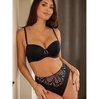 Pour Moi 184013 New Romance Black/Rose High Waist Midi Brief
