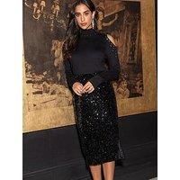 Pour Moi Selena Velvet Sequin Midi Skirt