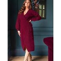 Pour Moi Elle Knit Midi Wrap Dress - Dark Purple