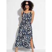 Pour Moi Sheer Viscose Tie Belt Maxi Beach Dress - Blue