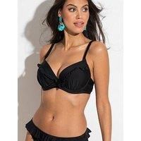 Pour Moi Bermuda Underwired Padded Frill Top - Black