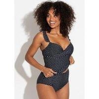 Pour Moi Sicily Lightly Padded Underwired Tankini Top - Black/White