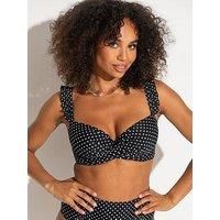 Pour Moi Sicily Lightly Padded Underwired Twist Front Top - Black/White