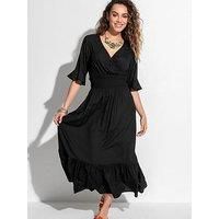 Pour Moi Carmen Short Sleeve Elasticated Neckline Midaxi Dress With Lenzing£ Ecovero£ Viscose