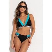 Pour Moi Palm Springs Colour Block Tab Brief - Black/White/Aqua