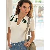 Pour Moi Roma Half Sleeve Stripe Knit Top With Lenzing Ecovero Viscose Fibres - Multi
