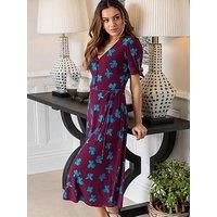 Pour Moi Bella Slinky Stretch Tie Sleeve Midi Dress - Multi