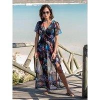 Pour Moi Short Sleeve Chiffon Wrap Maxi Kaftan