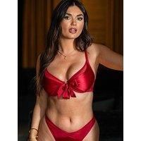 Pour Moi All Yours Satin And Mesh Front Fastening Bra - Red