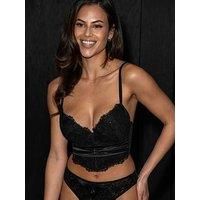 Pour Moi Intense Sequin Push-Up Padded Underwired Longline Bra - Black
