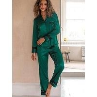 Pour Moi Dusk Satin And Lace Revere Collar Pyjama Set