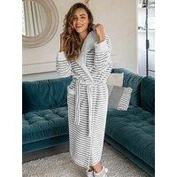 Pour Moi Cosy Ribbed Fleece Midi Hooded Dressing Gown