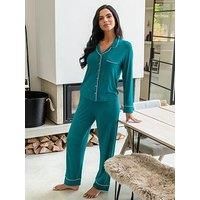 Pour Moi Bamboo Jersey Button Through Revere Collar Pyjama Set