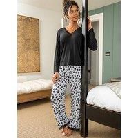 Pour Moi Brushed Rib Lace Trim V-Neck Lounge Pyjama Set