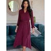Pour Moi Venetia Jersey Hanky Hem Collared Midi Dress - Dark Purple