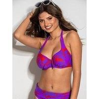 Pour Moi 86002R Heatwave Halter Underwired Bikini Top Red/Purple