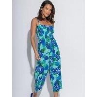 Pour Moi Strapless Shirred Bodice Crop Leg Beach Jumpsuit