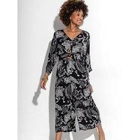 Pour Moi Crinkle O-Ring Woven Beach Jumpsuit - Black/White