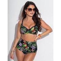 Pour Moi Palermo Super High-Waist Ruched Tummy Control Bikini Brief - Print