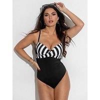 Pour Moi Free Spirit Underwired Lightly Padded Swimsuit - Black/White
