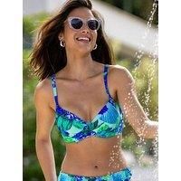 Pour Moi Free Spirit Lightly Padded Underwired Twist Front Bikini Top - Light Blue