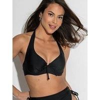 Pour Moi Maya Bay Non Padded Halter Underwired Bikini Top - Black