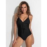 Pour Moi Maya Bay Adjustable Front Tummy Control Swimsuit - Black