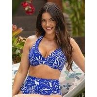 Pour Moi Laguna Beach Non Padded Underwired Reversible Bikini Top - Blue/White