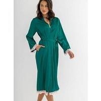 Pour Moi Dusk Satin And Lace Kimono Sleeve Dressing Gown